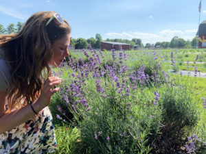 woman smelling lavender