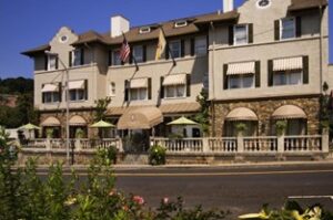 exterior of hotel with beige coloring